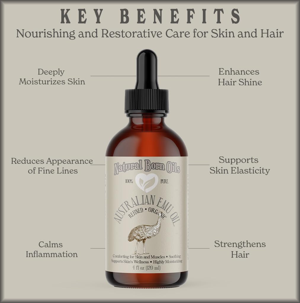 Pure Australian Emu Oil - 1 Gallon, 100% Refined, Nutrient-Rich for Deep Skin Hydration & Hair Growth | Natural Remedy for Dry Skin, Eczema & Split Ends | Best for Massage Therapy, Aromatherapy & DIY Beauty Products | Perfect for Home Spa, Skin Care Routine & Natural Hair Treatment