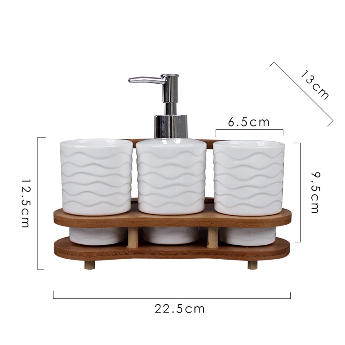 White Ceramic Bathroom 4-Piece Set - Toothbrush Holder, Soap Dispenser & Mouthwash Cup | Modern Minimalist Bath Accessories for Home | Perfect for Vanity, Countertop & Guest Bathroom Organization