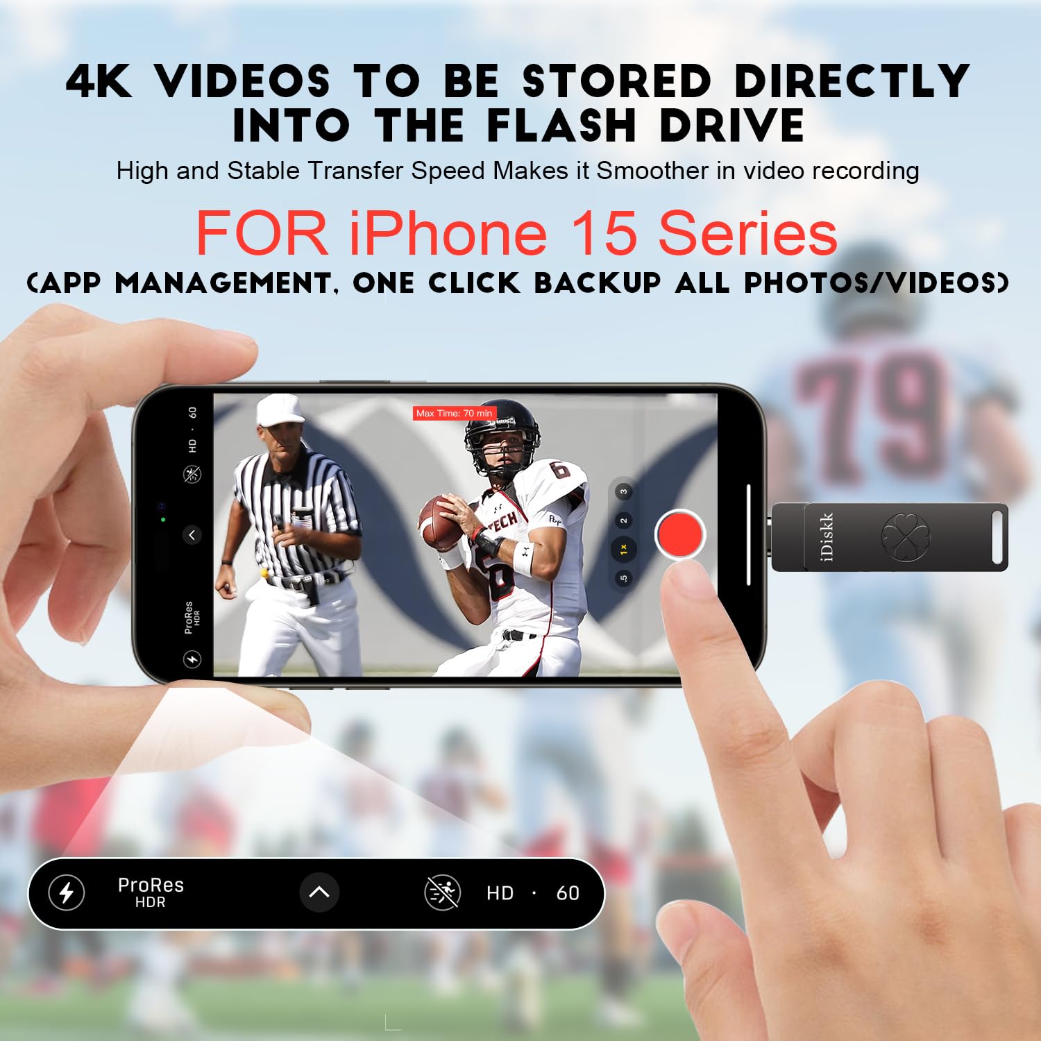 iDiskk 512GB USB 3.2 SSD Flash Drive - 1000MB/s High-Speed Thumb Drive with USB-C & USB-A - Compatible with iPhone 16/15, iPad, Android, Mac, Laptop & Tablet - External Storage for Photos, Videos & Files (Grey, No App Needed) - Perfect for Travel, Work & Backup
