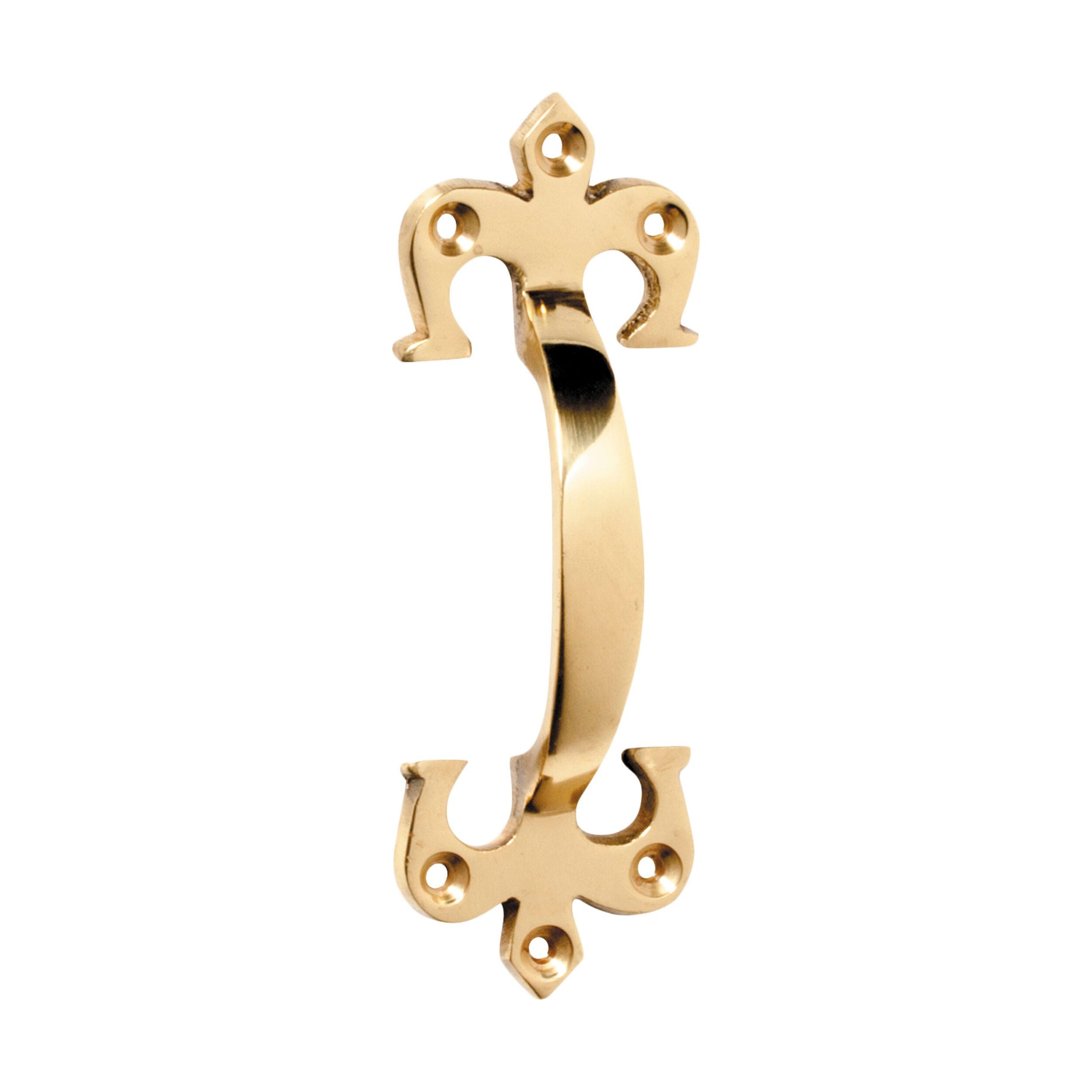 1455 Fleur de Lis Pull Handle in Polished Brass - 100mm Length x 23mm Projection - Elegant Cabinet & Drawer Hardware for Vintage Home Decor