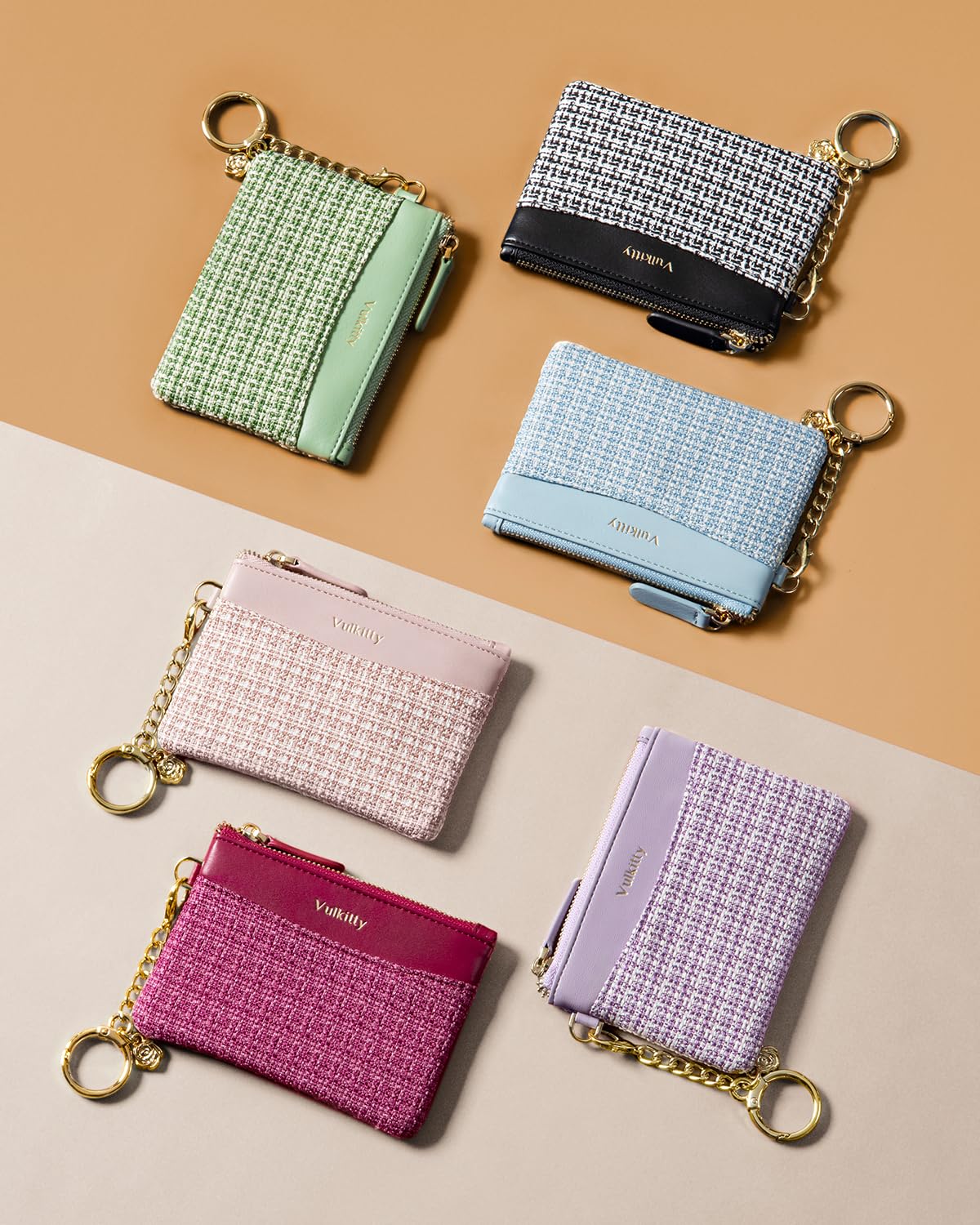 Vulkitty RFID Blocking Slim Women's Wallet - Small Coin Purse with Key Ring & Zipper Closure - Mini Credit Card Holder for Everyday Use (Lilac) | Perfect for Shopping, Travel & Daily Essentials Organization