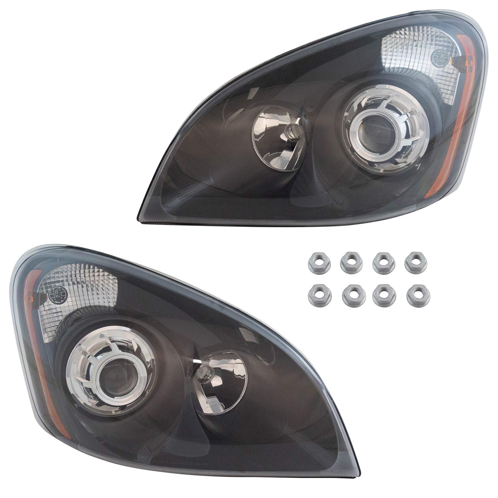 Freightliner Cascadia Headlight Assembly Set - Driver & Passenger Side Replacement for 2008-2018 Models | Durable LED Headlights for Night Driving & Truck Safety