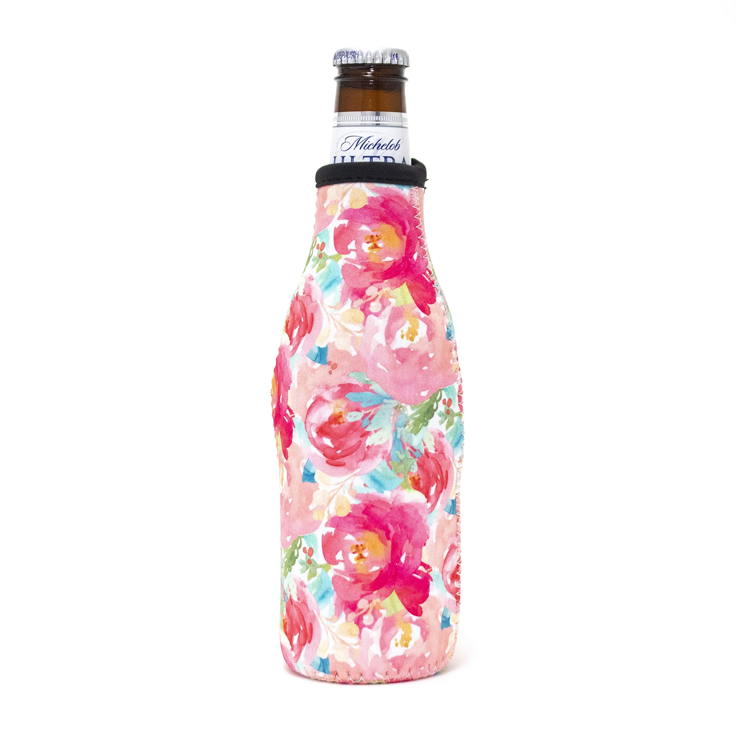 Neoprene Beer Bottle Insulators - Insulated Beverage Holder for Beer, Soda & Drinks - Water Resistant Reusable Cooler Sleeve & Coozies (Summer Blooms) - Perfect for Beach Parties, BBQs & Outdoor Events