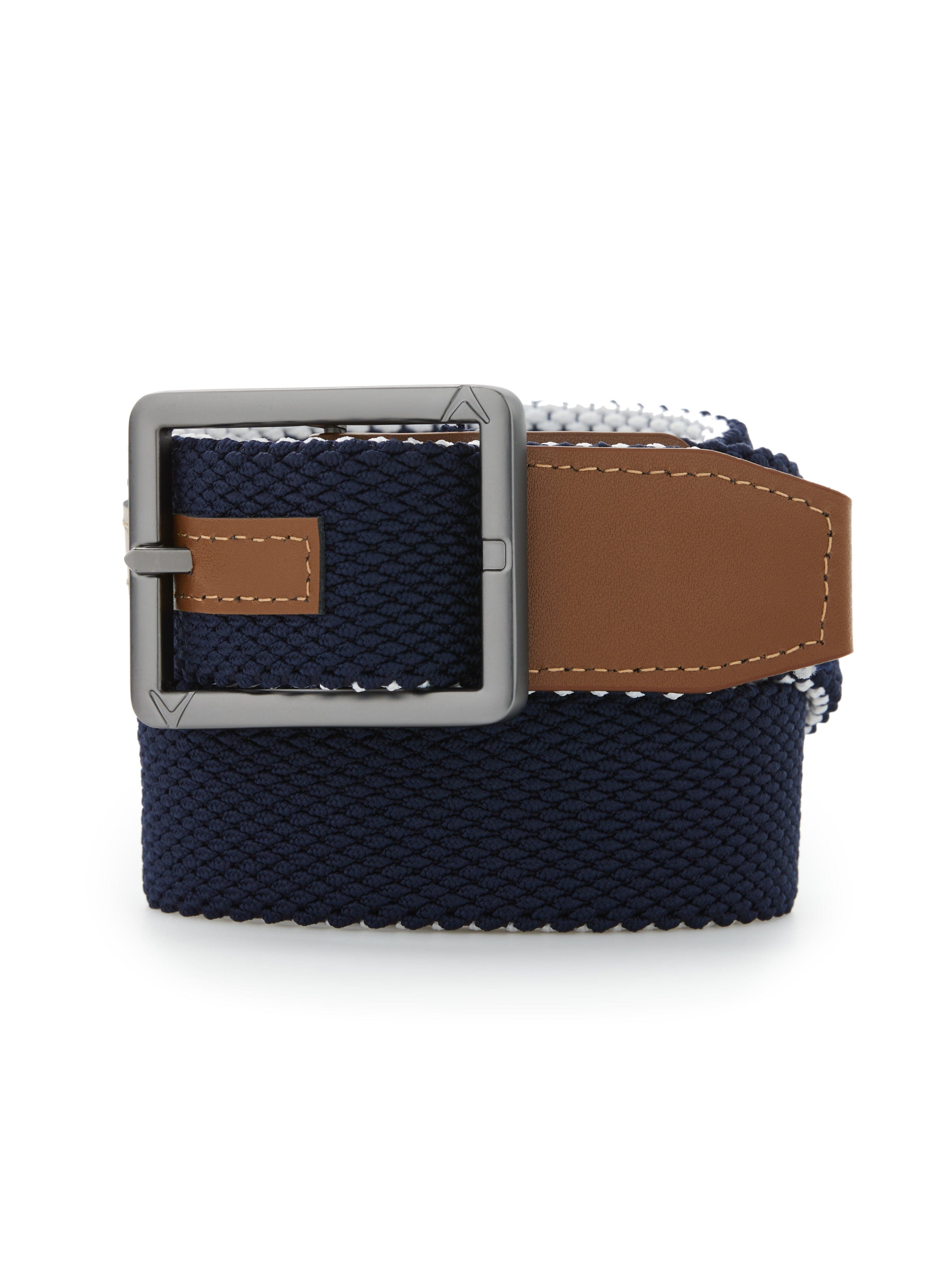 Men's Striped Stretch Belt - Adjustable Waistband for Jeans & Pants | Comfortable Elastic Dress Belt for Business Casual & Everyday Wear