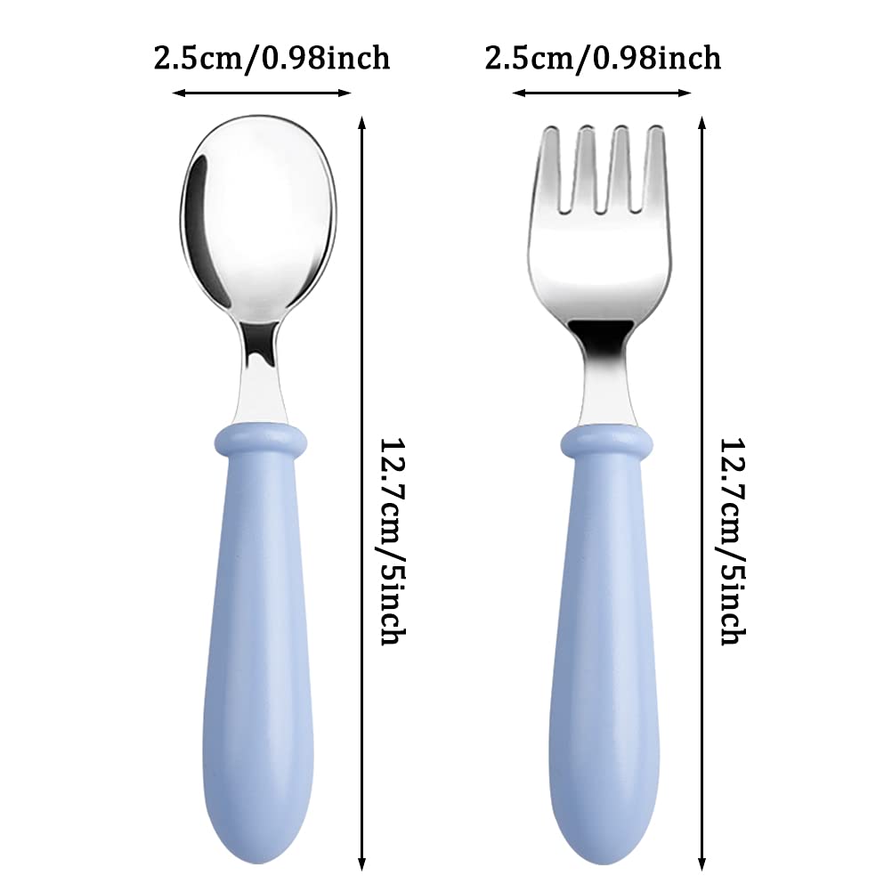 8-Piece Stainless Steel Toddler Utensil Set - 4 Forks & 4 Spoons for Kids with Safe Round Handles | BPA-Free Baby Flatware | Perfect for Daycare, Travel & Learning to Eat Independently