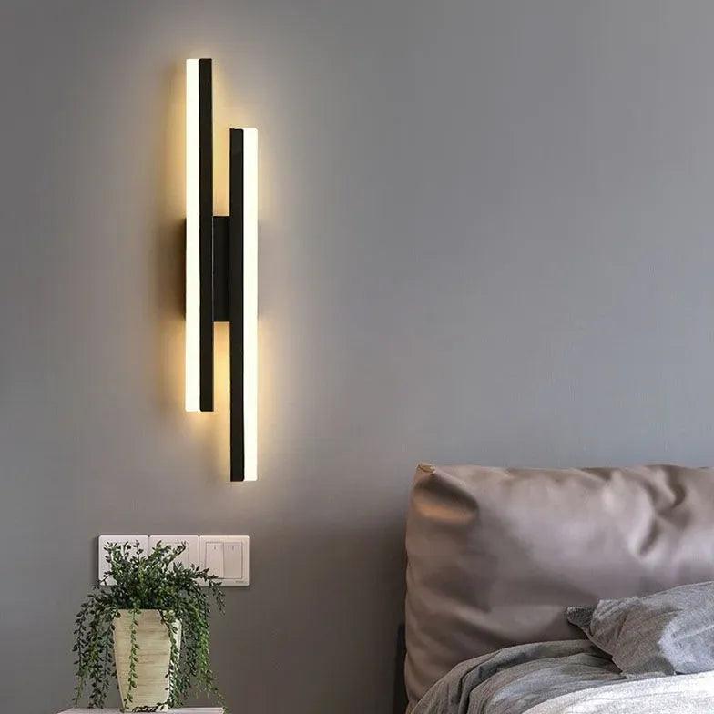 Minimalist Double Linear Dimmable Modern Wall Lights - Contemporary LED Wall Sconce for Bedroom, Living Room, Hallway Lighting - Adjustable Brightness for Ambience and Task Lighting