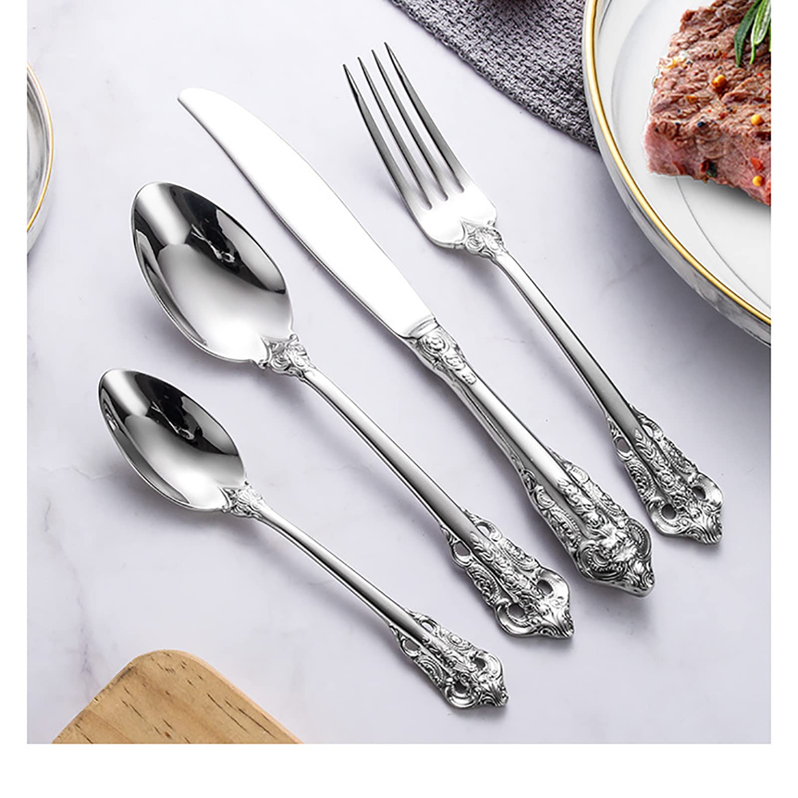 IKXO 32-Piece Stainless Steel Flatware Set for 8 - Food-Grade Silverware Cutlery Set with Mirror Finish, Dishwasher Safe - Perfect for Dining, Parties, Restaurants & Everyday Use