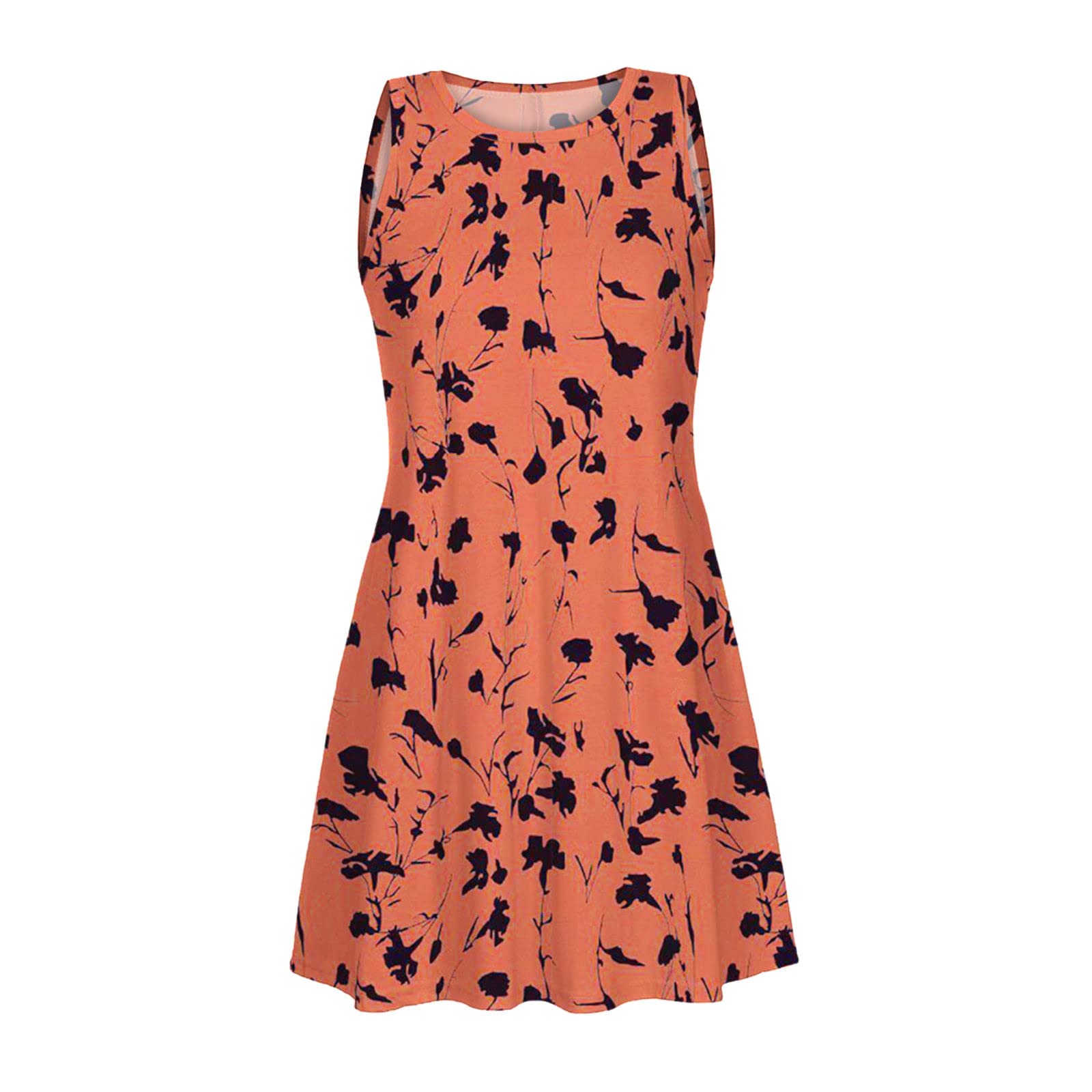 Floral Print Sleeveless Sundress for Women & Juniors - Beach Casual Loose Tank Dress with Pockets | Perfect for Summer Vacation, Pool Parties & Outdoor Activities