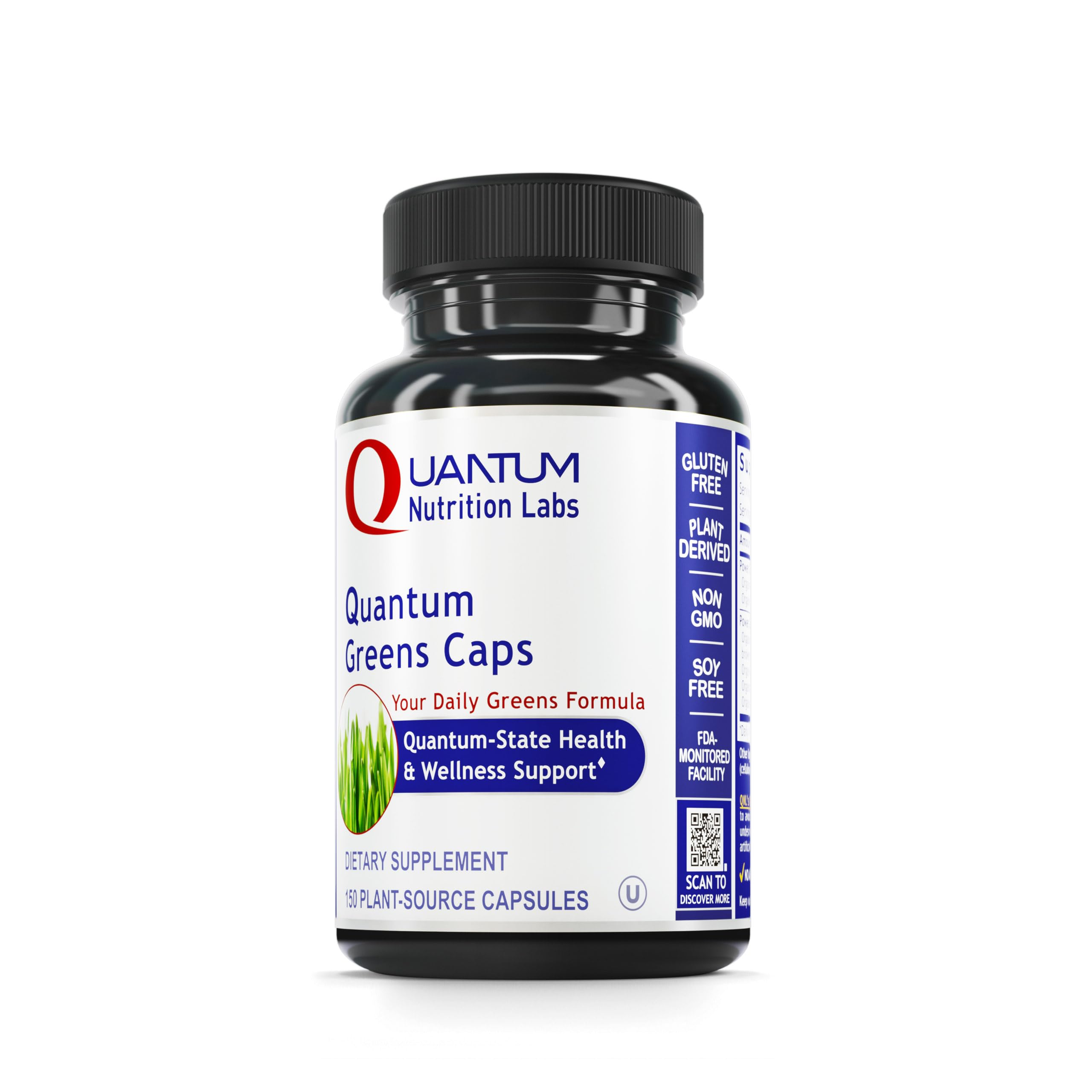 Quantum Nutrition Labs Super Greens Capsules - Organic Superfood Supplement with Kale, Spinach & Alfalfa | 150 Vegetarian Capsules for Daily Wellness, Detox & Energy Boost | Perfect for Busy Professionals & Health Enthusiasts