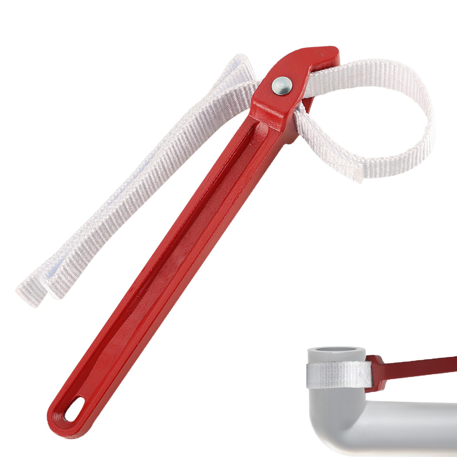 12 Inch Adjustable Nylon Strap Wrench for Plumbing, Oil Filter, Fuel Filter & Water Filter - Heavy Duty Double Layered Design (Red, 1 Pack) - Perfect for Automotive Repairs, Home Plumbing & DIY Projects