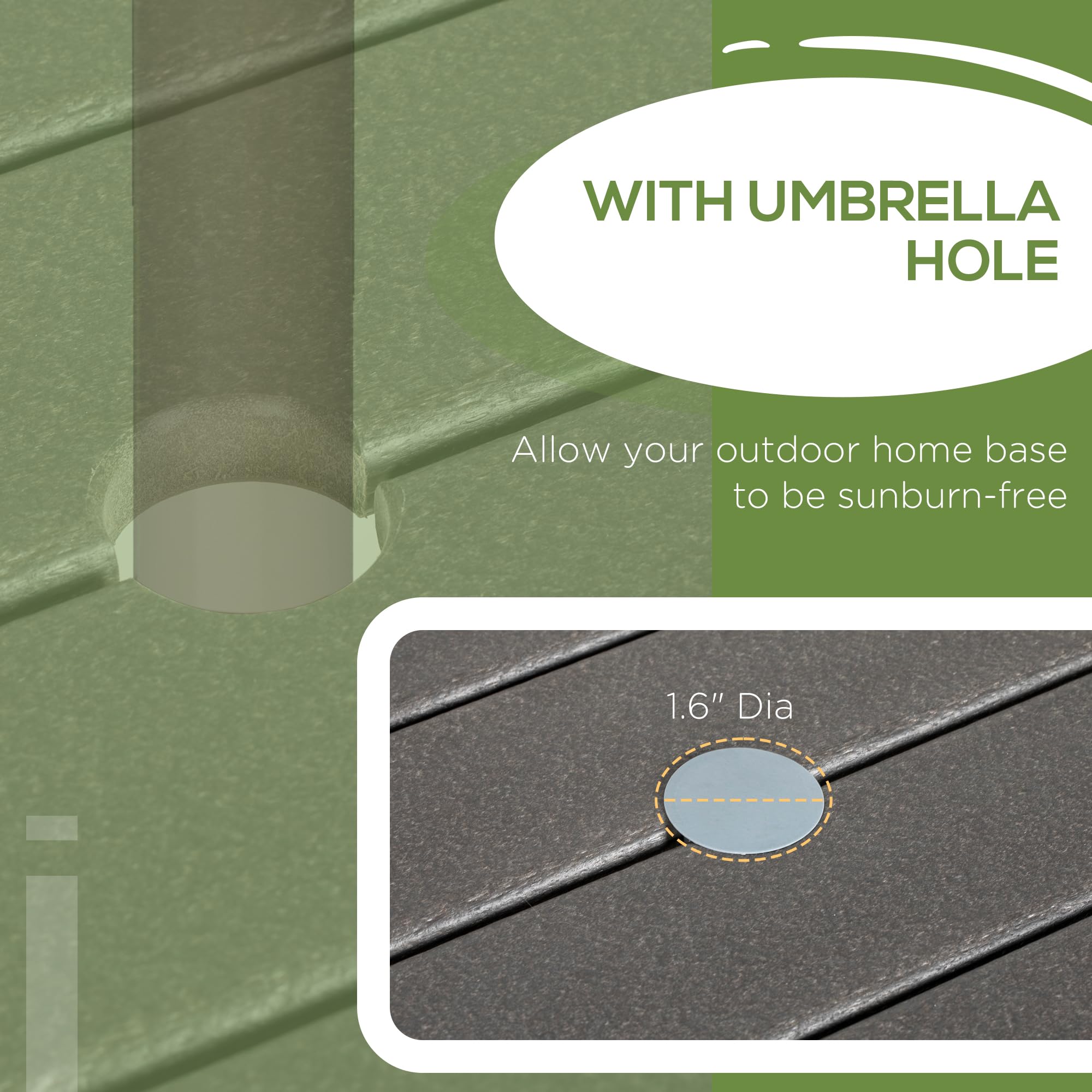 Outsunny 48 Inch Round Outdoor Patio Table with Umbrella Hole - Aluminum Frame & Weather-Resistant HDPE Tabletop - Perfect for Garden, Lawn, Balcony, Terrace Dining - Seats 4 Comfortably - Dark Gray