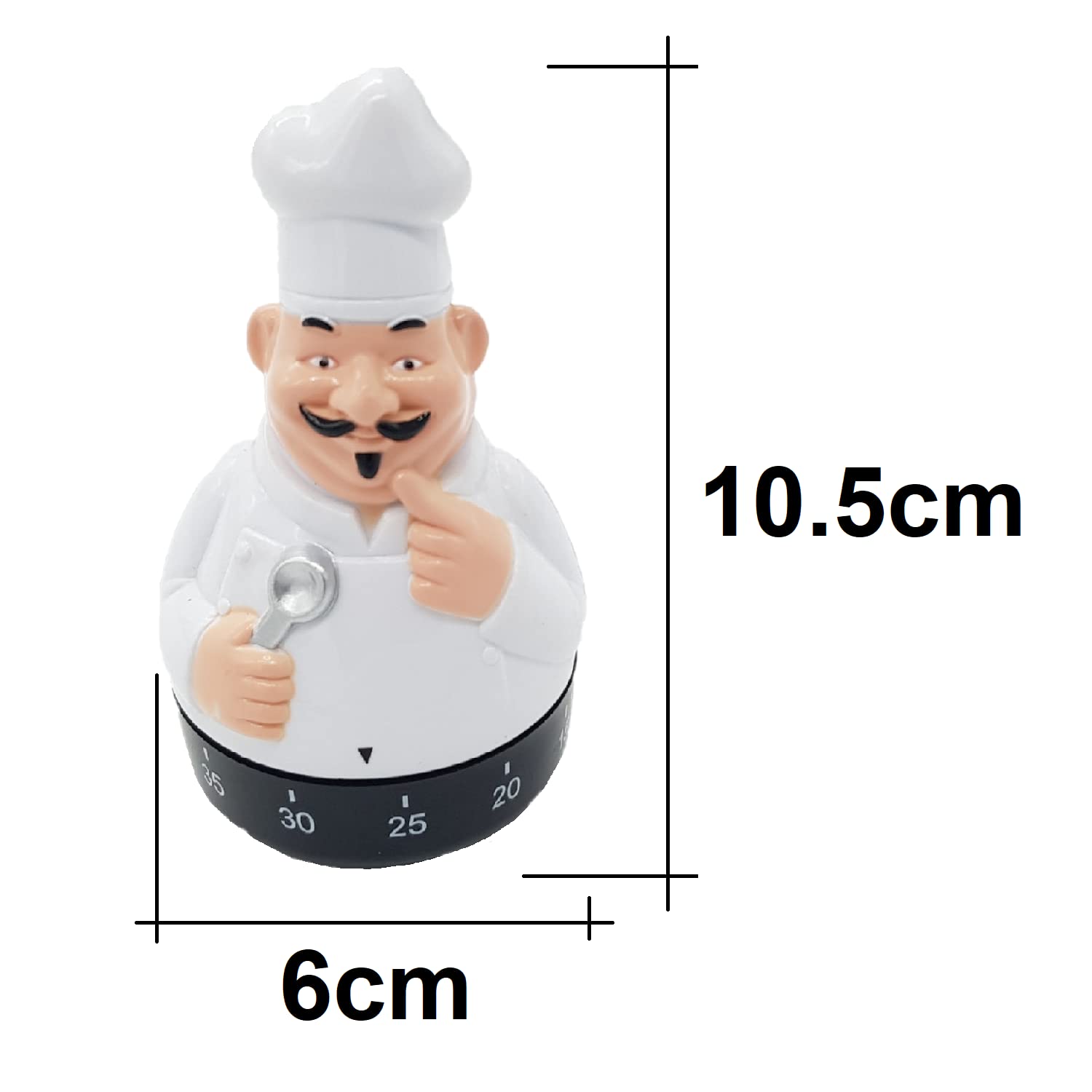 ZENZERO® Analog Kitchen Timer in Chef Shape - 60 Minute Countdown - Random Color (Red/Black/White) - Perfect for Cooking, Baking & Kitchen Use
