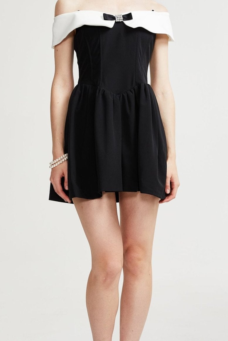 Deniece Off Shoulder Black Mini Dress - Sexy Party Dress for Women, Night Out, Club Wear, Date Night, Summer Fashion