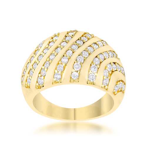0.95ct CZ 14k Gold Contemporary Dome Ring for Women - Elegant Cubic Zirconia Engagement & Wedding Band - Perfect for Anniversary, Valentine's Day & Special Occasions