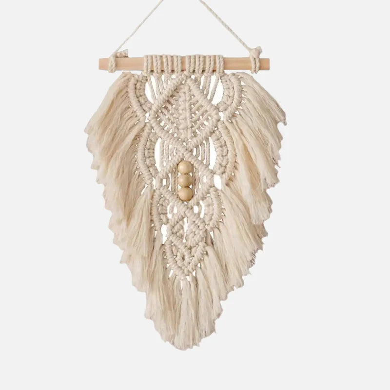 Handmade Willow Weave Macramé Leaf Wall Hanging Tapestry - Boho Home Decor for Living Room, Bedroom, Nursery & Dorm
