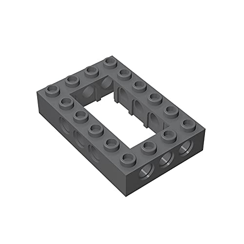 Gobricks GDS-973 4x6 Open Center Technic Brick - 199 Dark Bluish Gray (10 PCS) - Compatible with Lego 32531 & Major Building Block Brands - DIY Construction Toy for STEM Projects, Model Building & Creative Play