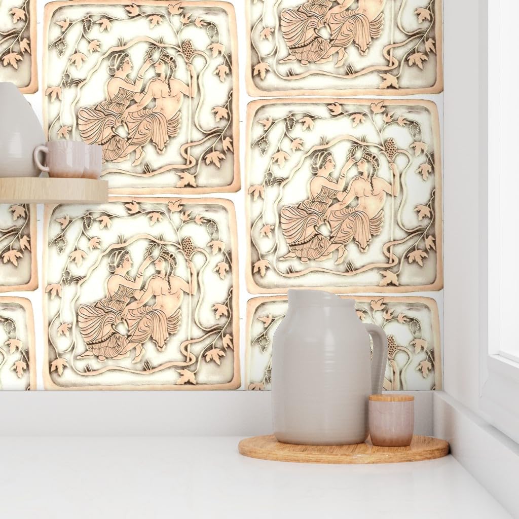 Peel & Stick Wallpaper 9ft x 2ft - Greek Cream Marble Ivory Greece Elegant Historical Mythology Custom Removable Wallpaper | Self-Adhesive Wall Covering for Bedroom, Living Room, Office & Home Decor