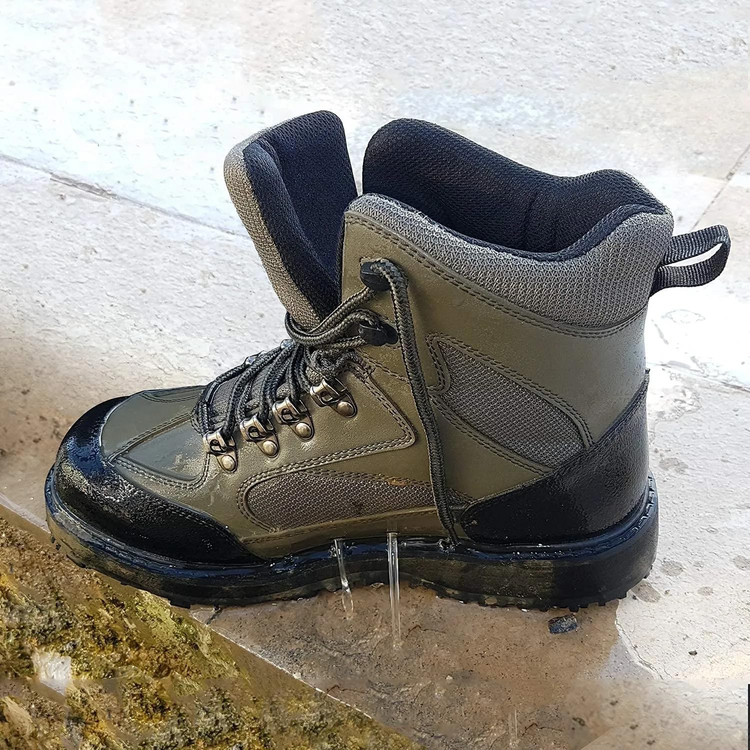 8 Fans Men's Wading Boots - Anti-Slip Rubble Sole, Comfortable & Durable Fishing & Hunting Boots for Outdoor Adventures | Perfect for Stream Fishing, Duck Hunting & Wetland Exploration