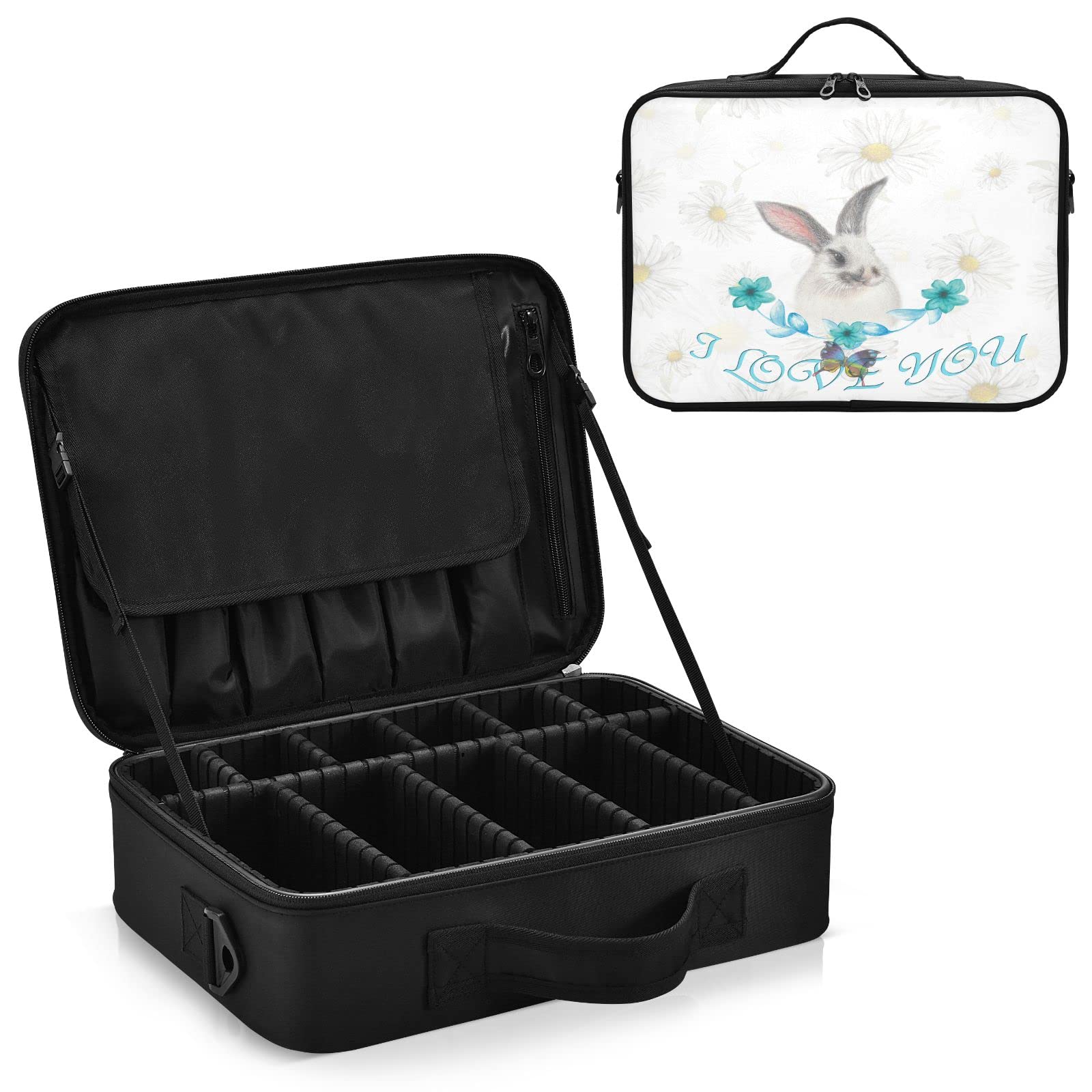 Lovely Bunny Travel Makeup Bag for Women - Professional Cosmetic Organizer Case with Portable Storage, Perfect for Travel, Home & Artist Use