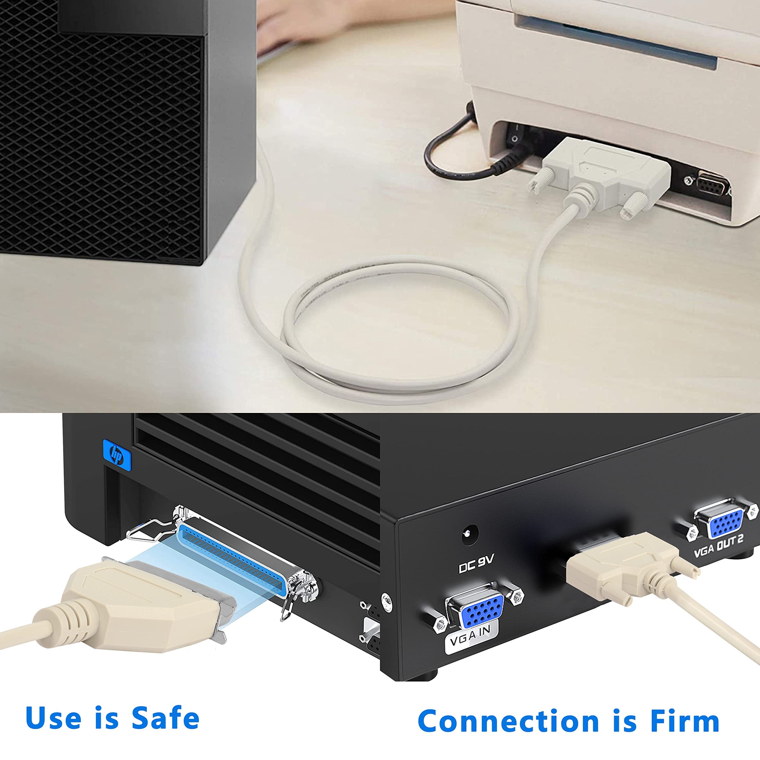 DB25 to CN36 Parallel Printer Cable - 25 Pin Male to 36 Pin Male Centronics Extension Adapter (1.5M, 25C*30AWG) for Computer & Printer Connectivity - Ideal for Office, Home Printing & Legacy Device Connections