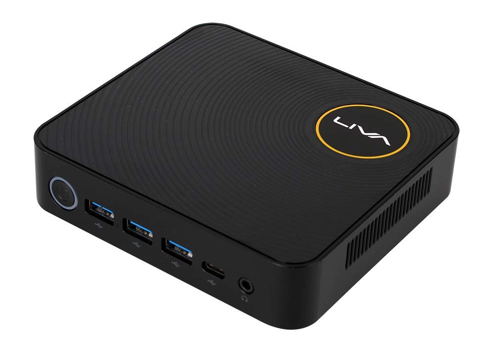 Liva Z Mini PC - Intel Celeron N3350 Dual-Core, 4GB DDR3L RAM, 64GB eMMC Storage, USB Type-C, 4K@60Hz HDMI & Mini DisplayPort, WiFi, Ethernet, Dual Monitor Support - Compact Desktop Computer for Home Office, Business, Digital Signage & Entertainment (Black)