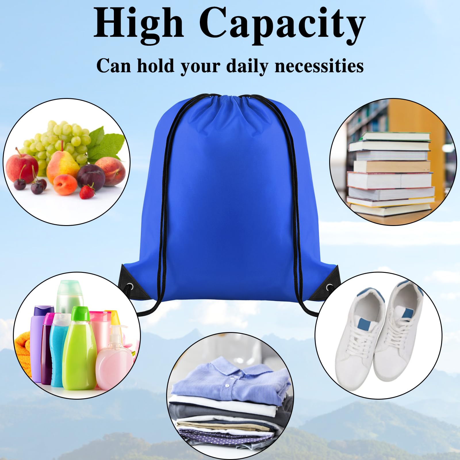 TUPARKA 5 Pack Drawstring Backpacks - Gym & Travel Sports Bags for Storage