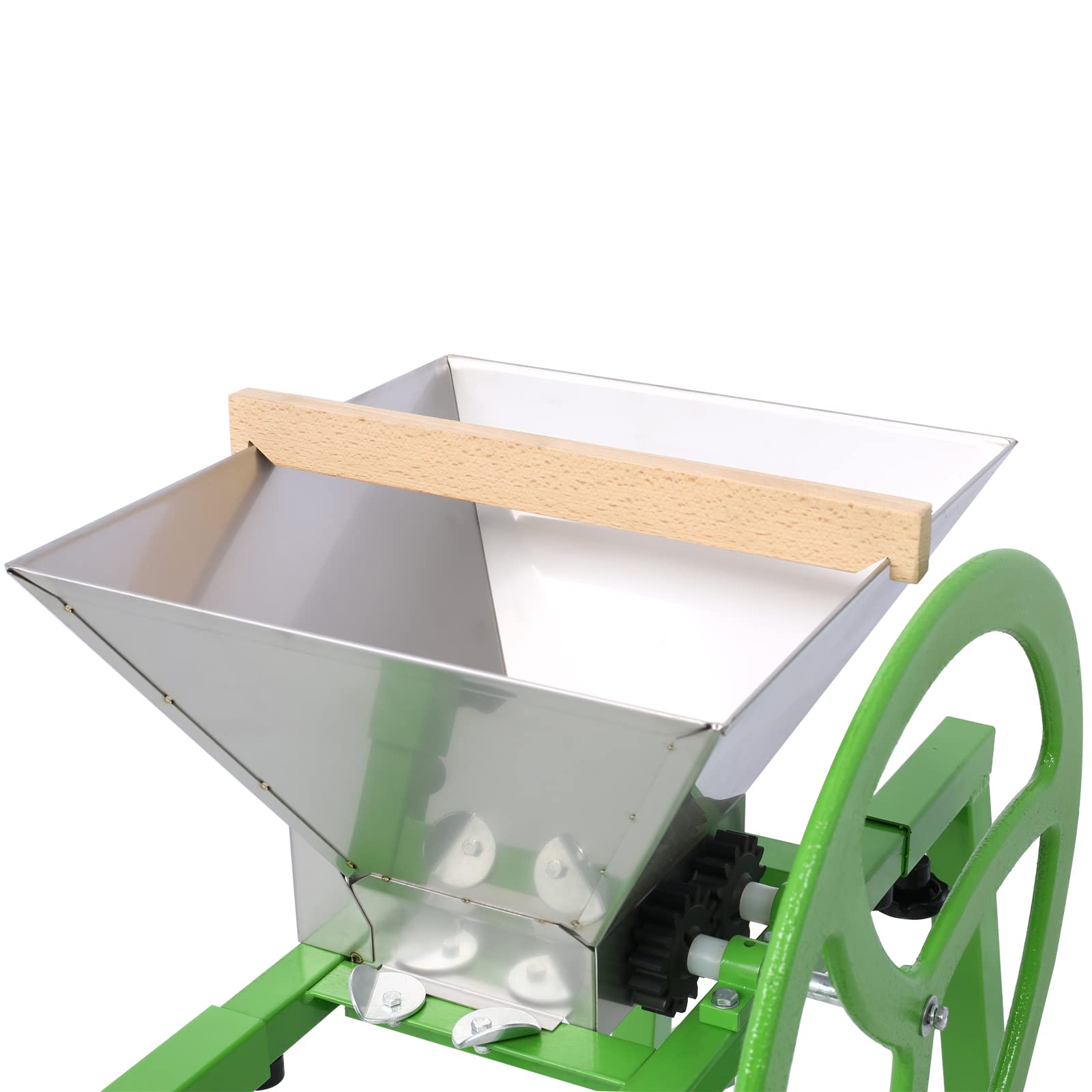 Stainless Steel Manual Fruit Crusher with Flywheel & Stand - 7L Portable Apple Grinder for Wine & Cider Pressing | Green Juicer for Home Brewing, Farm Harvest & Kitchen Use