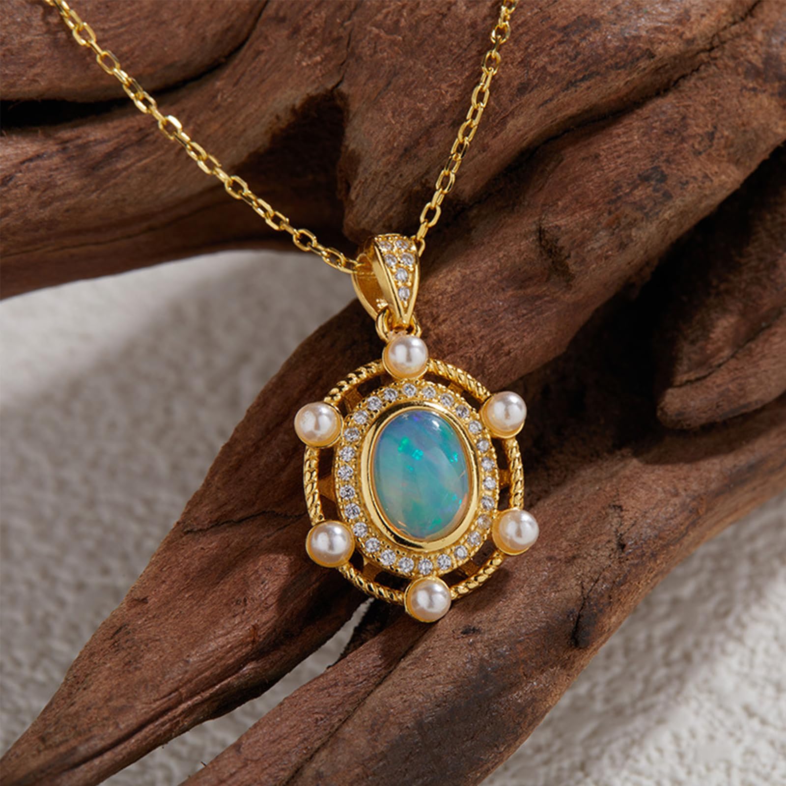 925 Sterling Silver Opal & Pearl Birthstone Necklace - Elegant Jewelry Gift for Women, Wife, Girlfriend | Perfect for Anniversary, Birthday, Mother's Day, Valentine's, Christmas & Retirement Gifts | Office Employee Appreciation Present | Everyday Wear & Special Occasions