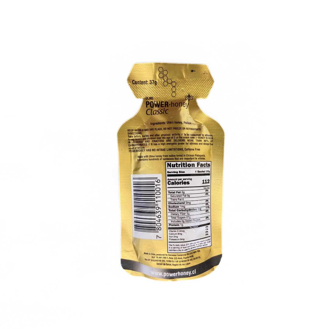 Power Honey Classic Energy Gel - Natural Sports Fuel, 24 Pack (1.3 Oz Each) | Caffeine-Free Energy Boost for Runners, Cyclists & Athletes | Pre-Workout & Endurance Supplement