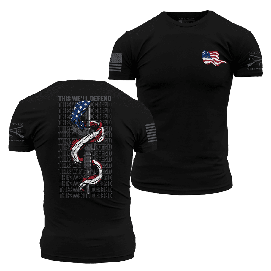 This We'll Defend 2A Black T-Shirt - Patriotic American Gun Rights Apparel for Shooting Range & Outdoor Activities