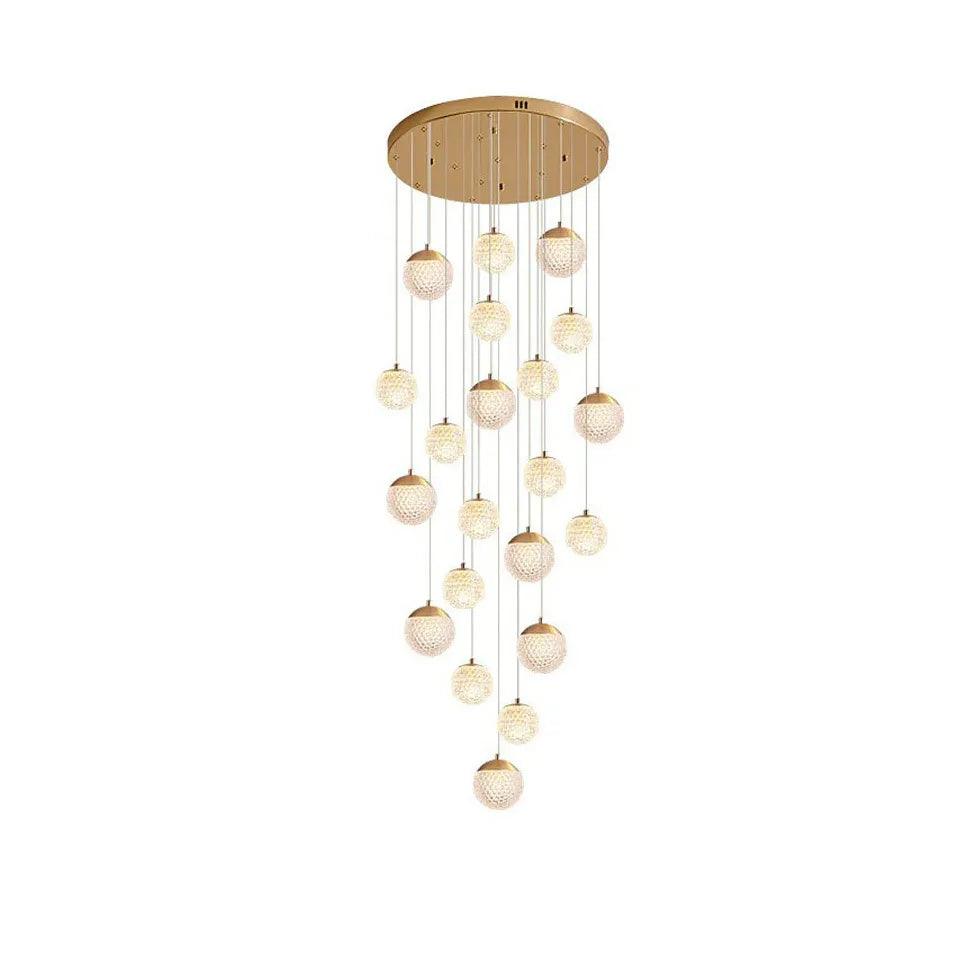 Modern Spherical Multi-Head Crystal Chandelier - Luxury Hallway Pendant Light Fixture for Foyer, Dining Room & Staircase Lighting