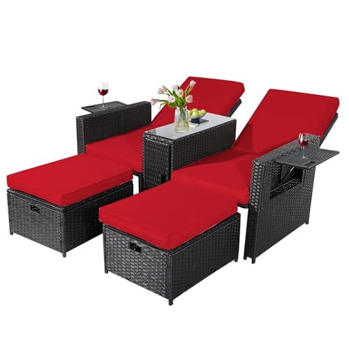 Black Wicker Red Cushion