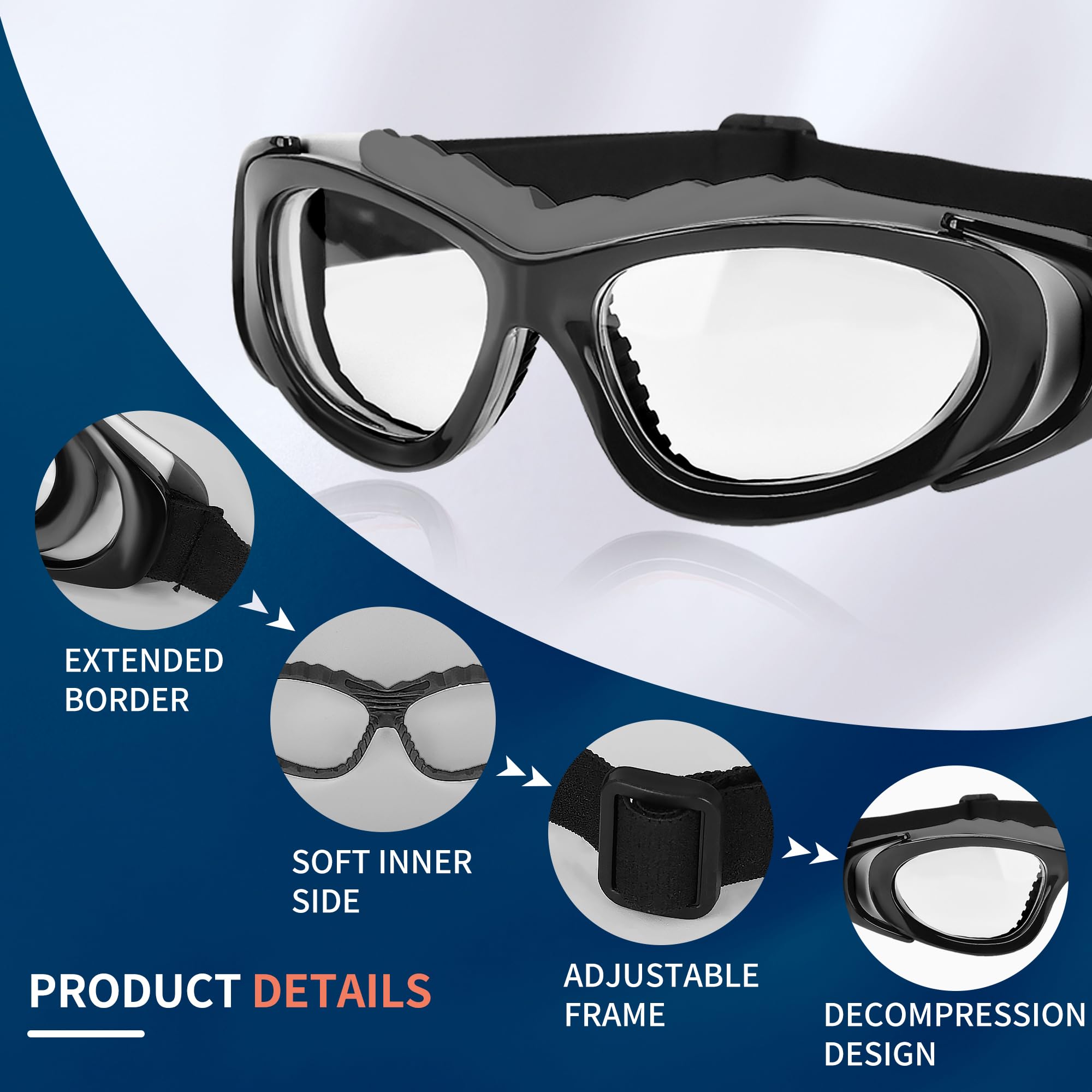 Anti-Fog Sports Goggles for Men & Women - Basketball, Football Protective Eyewear with Shock Resistance - Perfect for Outdoor Activities, Running, Cycling & Gym Workouts