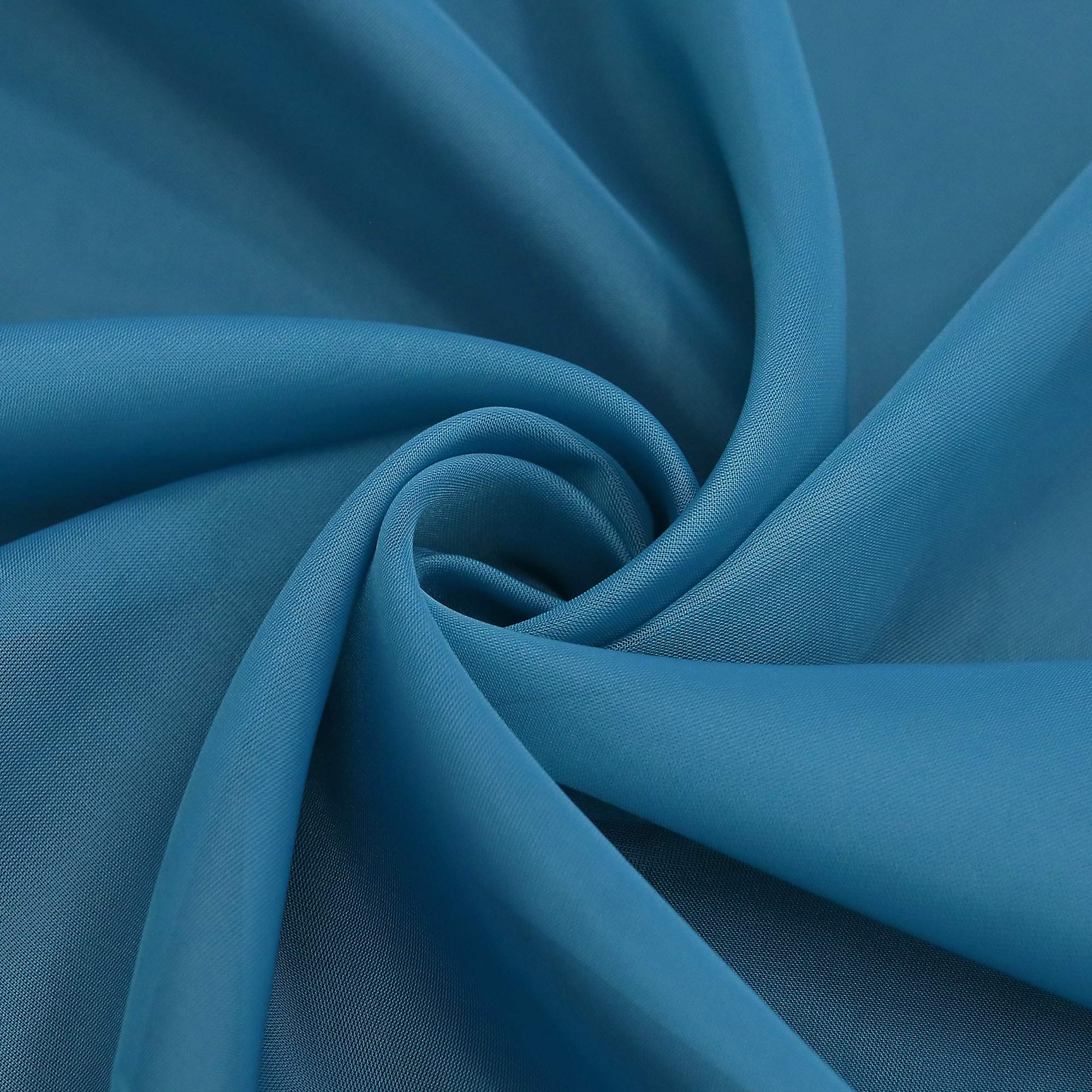 Sheer Voile Swag Curtains with Rod Pocket - Peacock Blue Window Valance (47x49 Inch, 2 Pack) - Elegant Kitchen & Living Room Curtains for Light Filtering & Privacy