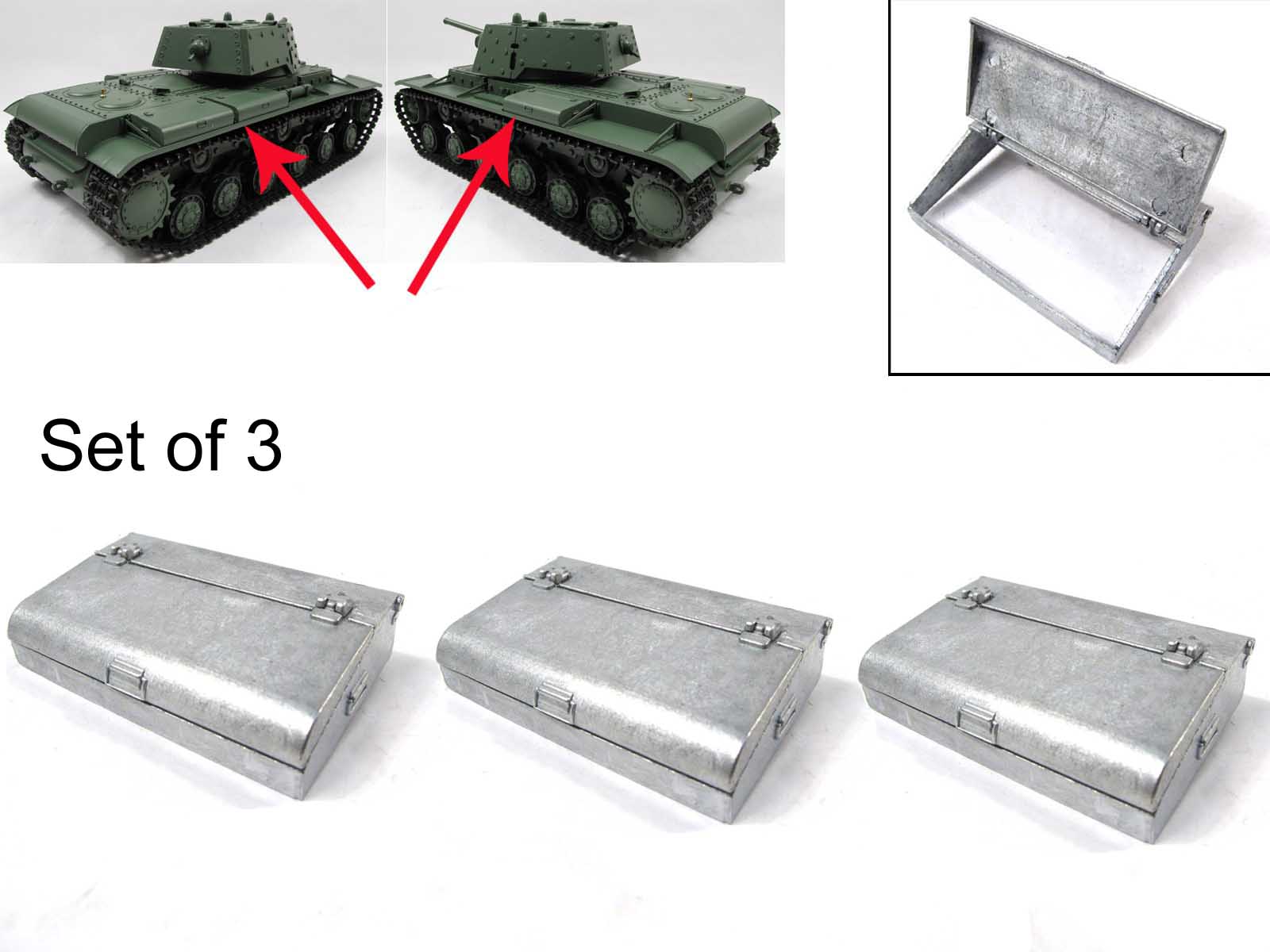 Mato 1/16 Metal Spare Parts Driving Sprocket Covers Storage Box Hatches for Henglong Soviet KV-1 RC Tank Model - Replacement Accessories for Radio Controlled Battle Tank Collection & Display