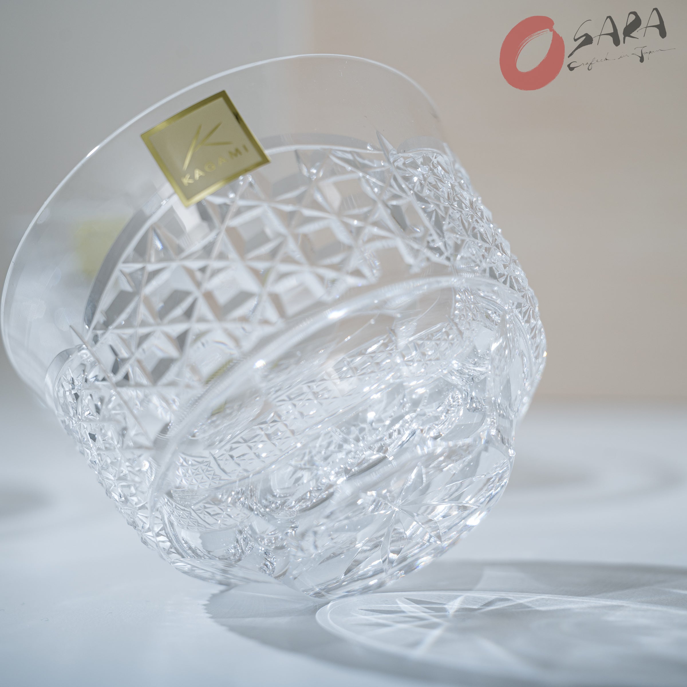 Premium KAGAMI Crystal Edo Kiriko Cold Tea Cup Set - 5 Piece Japanese Handcrafted Glassware for Iced Tea, Cocktails & Elegant Entertaining