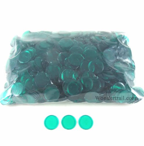 Green Plastic Sorting Chips 19mm - 1000pcs for Math Games & Counting