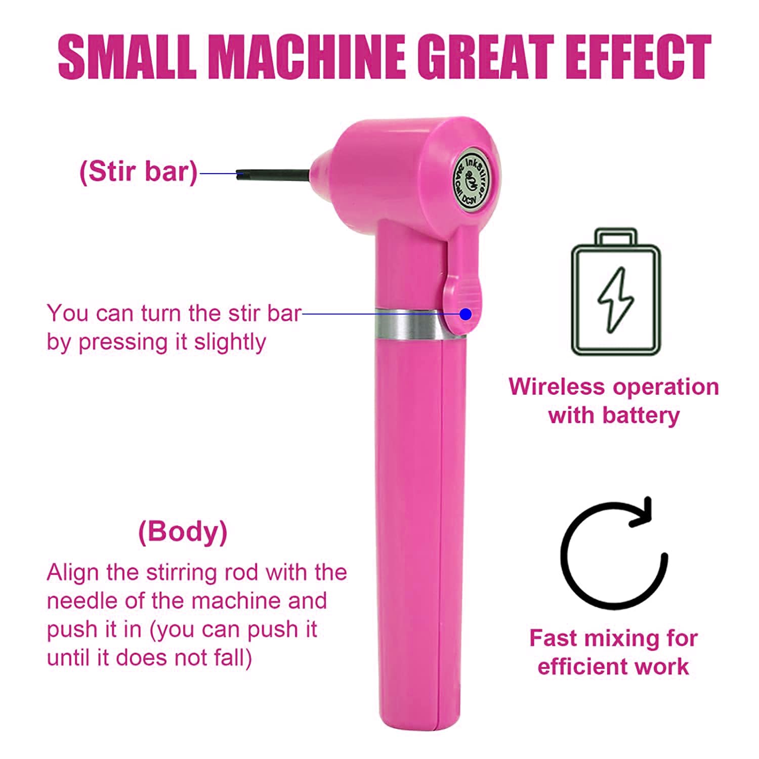 Professional Electric Tattoo Ink Mixer Machine - Pigment Makeup & Eyebrow Nail Color Agitator with 100 Mixing Sticks (Rose Gold) - Perfect for Tattoo Artists, Cosmetic Professionals & DIY Beauty Enthusiasts