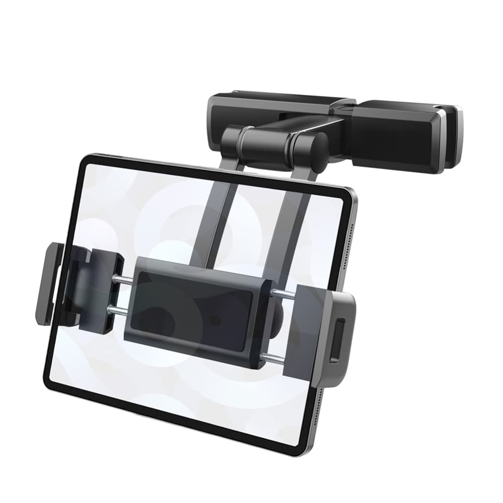 Mochalight Car Headrest Tablet Mount Holder - Adjustable Telescopic Stand for iPad, Phone, & Tablet - Rear Seat Headrest Support Bracket (Black) - Perfect for Road Trips, Kids Entertainment & Backseat Viewing