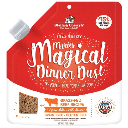 Stella & Chewy's Freeze-Dried Dog Food Meal Mixers - Marie's Magical Dinner Dust with Grass-Fed Beef | Grain-Free Topper for Kibble or Raw Diet | Perfect for Picky Eaters & Digestive Health