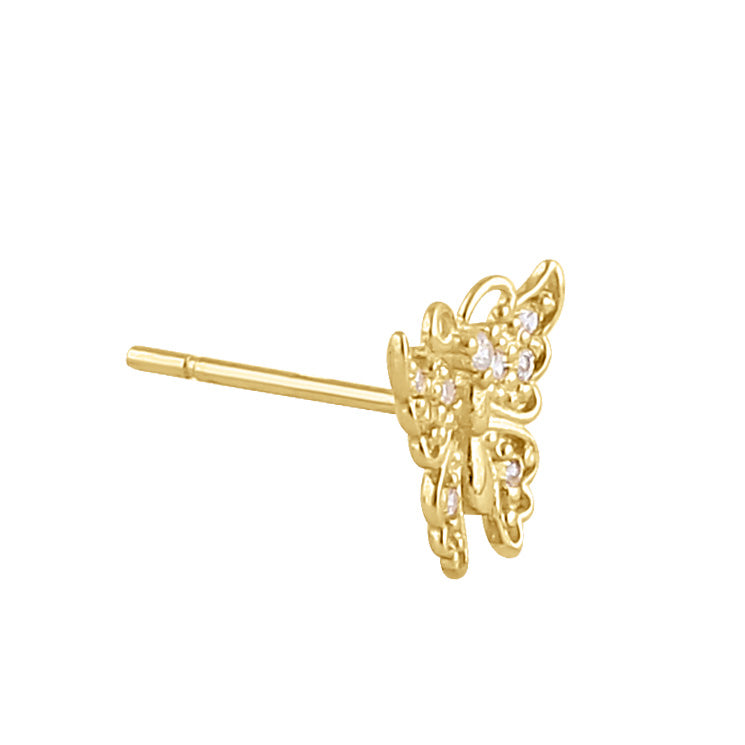 14K Solid Gold Butterfly Diamond Stud Earrings for Women - Elegant & Hypoallergenic Jewelry Gift for Birthday, Anniversary, Valentine's Day