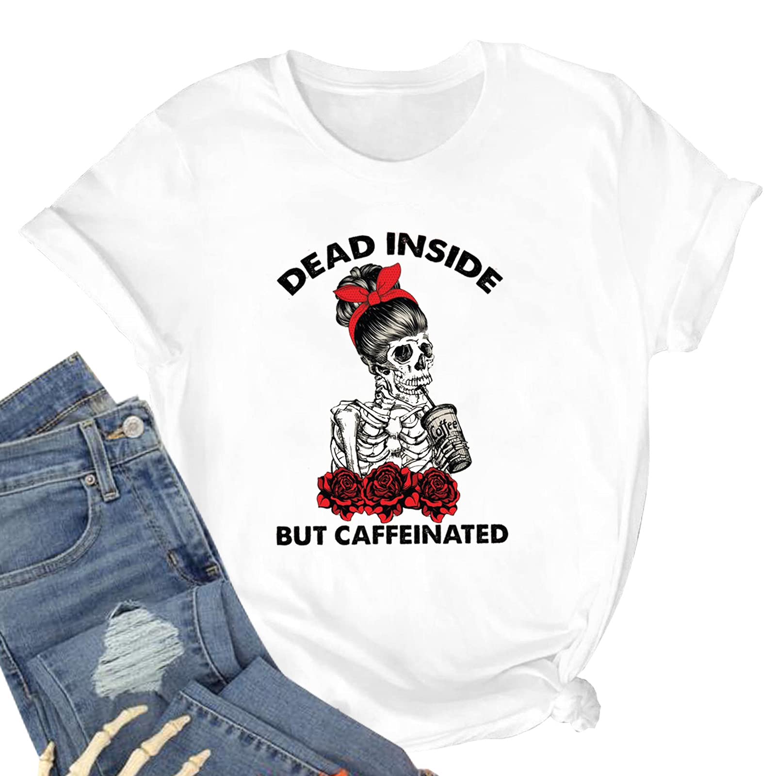 Halloween Skeleton T-Shirt for Women - Vintage Oversized Fit for Parties