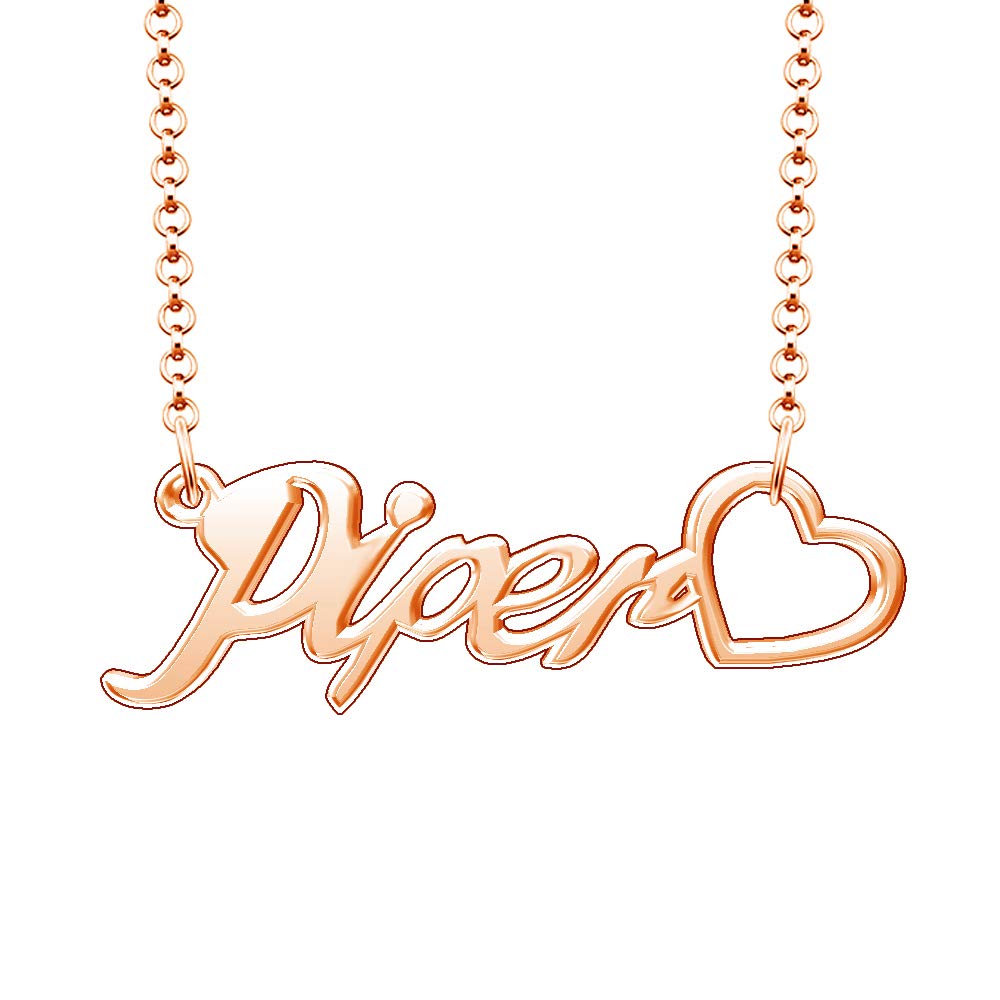 Personalized Rose Gold Plated Heart Pendant Necklace - Custom Name Jewelry Gift for Women, Perfect for Anniversaries, Birthdays & Valentine's Day