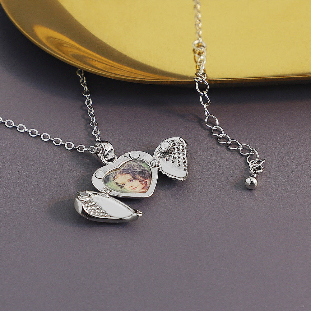 Personalized Heart Locket Photo Necklace & Bangle Set - Custom Engraved Memorial Jewelry for Loved Ones | Perfect for Anniversaries, Valentine's Day & Gifts | D0018