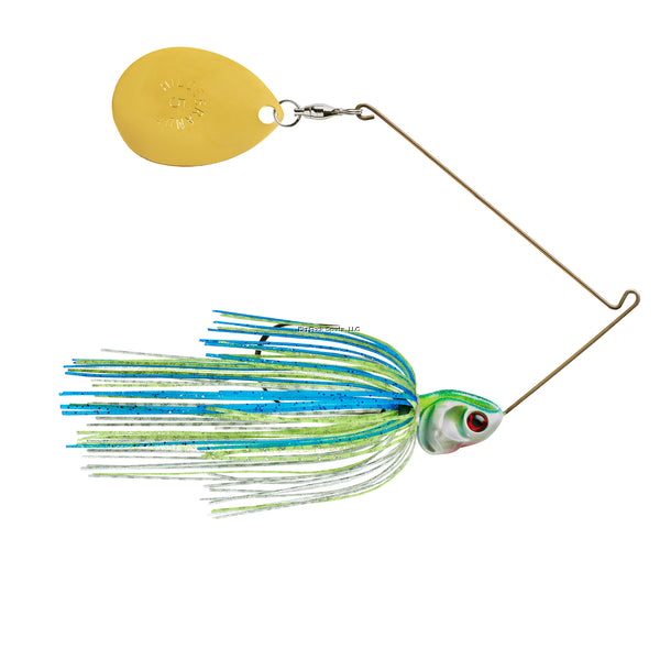 Booyah Covert Spinnerbait Fishing Lure - 1/2oz, Size 5, White/Chartreuse/Blue - Perfect for Bass Fishing in Lakes and Rivers