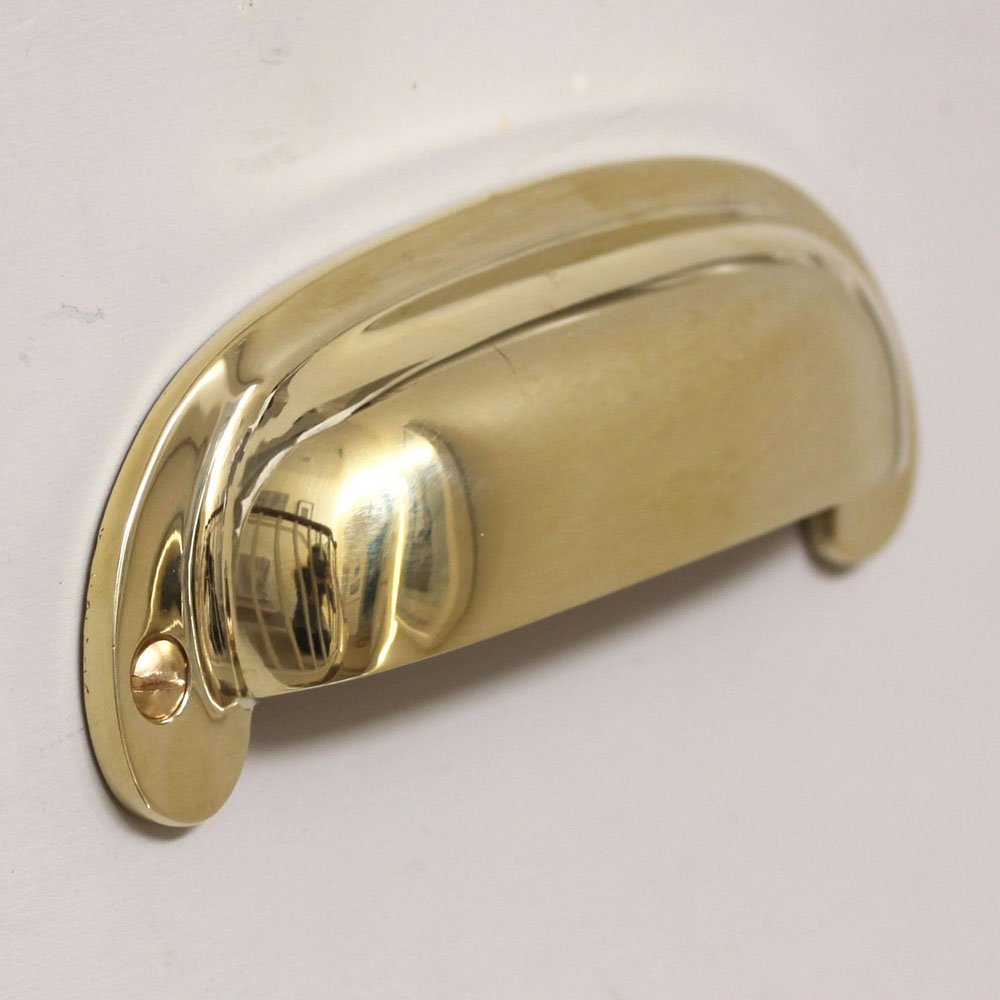Polished Brass Large Curved Hooded Drawer Handle - Vintage Cabinet Pulls for Kitchen & Bathroom - Perfect for Dressers, Cabinets, and Furniture Upgrades