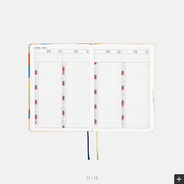 Hobonichi Techo 2025 Planner - A6 Size Daily Journal with Rainbow Cover, January Start, Monday Start | English Edition | Perfect for Work, School & Personal Organization