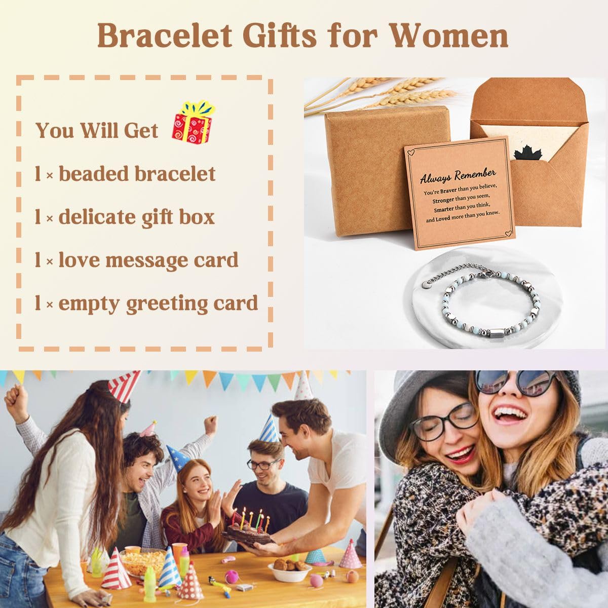 Tiny Beaded Bracelet for Women & Teen Girls - Inspirational Gift with Card for Christmas, Easter, Birthday & Valentine's Day | Stocking Stuffer, Friendship Jewelry, Daily Wear & Special Occasion Accessory