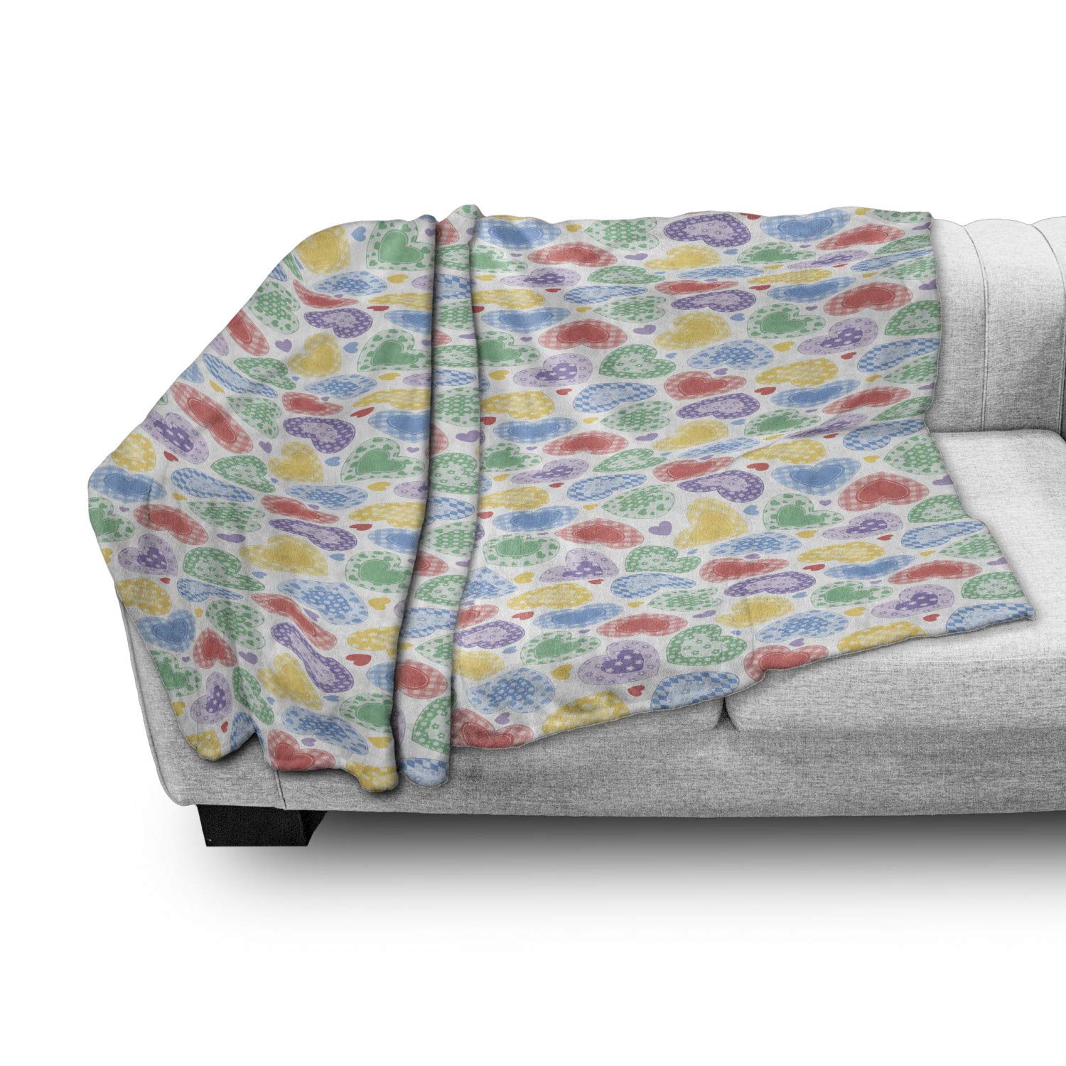 Ambesonne Love Patchwork Hearts Throw Blanket - 60