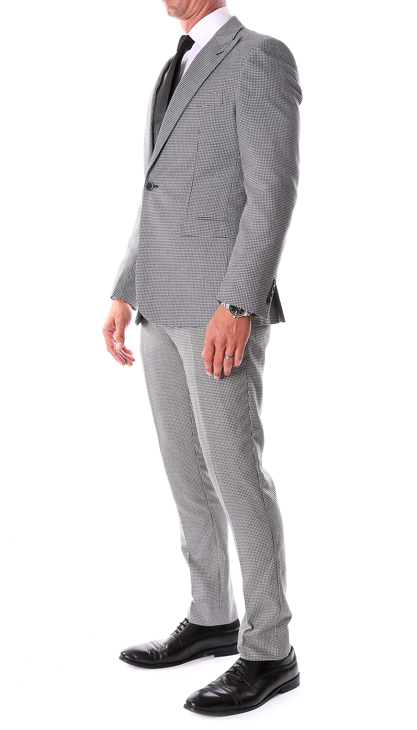 Men's Stanford Slim Fit Houndstooth Peak Lapel 2-Piece Suit | Formal Business Attire for Weddings, Interviews & Office Wear